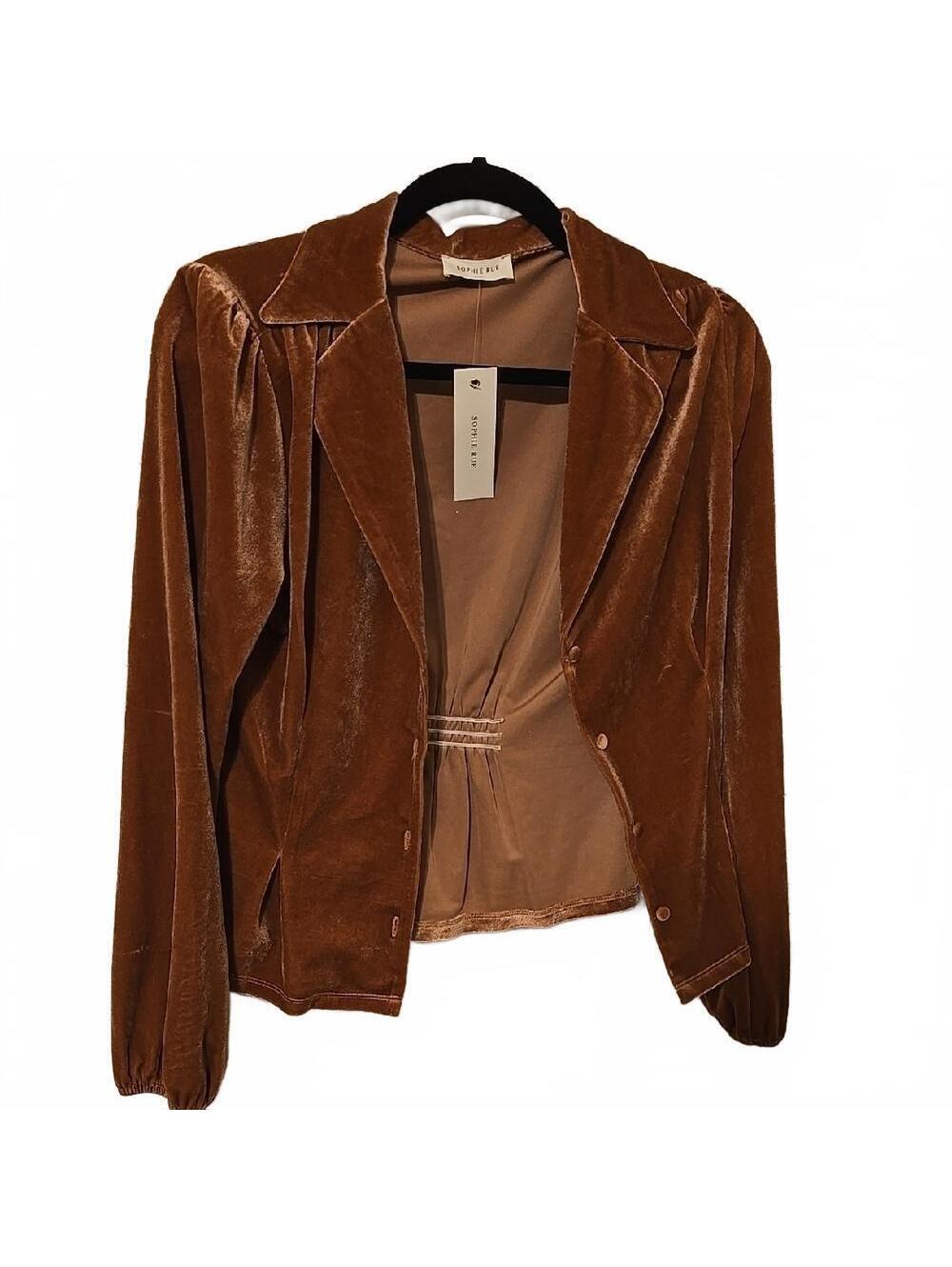 NWT Sophie Rue Leather Red Velvet Blazer Jacket – Size XS
